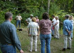 PA Forester, Larry Powell, leads the Laurel Highlands Forest Landowner's Association (LHFLA) on a tour of his well-managed forest at the LHFLA annual picnic this past August. The Powell forest is managed for multiple uses such as timber, wildlife and aesthetics.